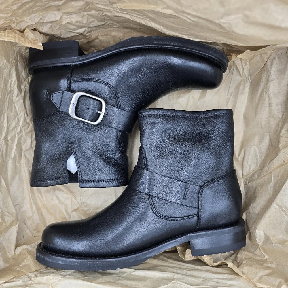 NIB Frye Veronica Flex Botties, Leather Moto Anlke Boots, Black, Women's 6 - Picture 12 of 16